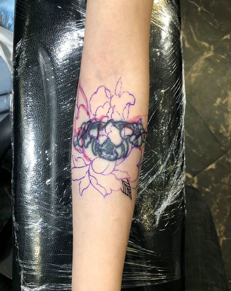 牡丹纹身图片_遮盖纹身图案