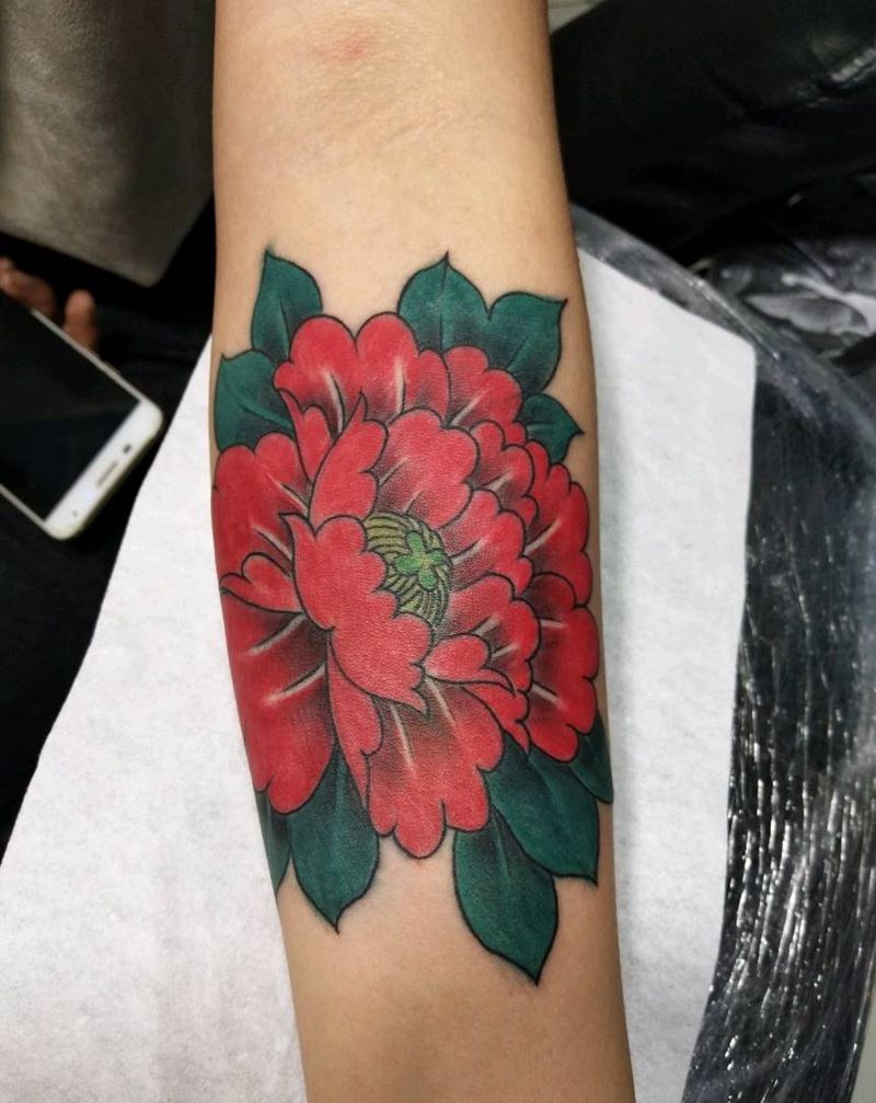 小臂 牡丹纹身图片