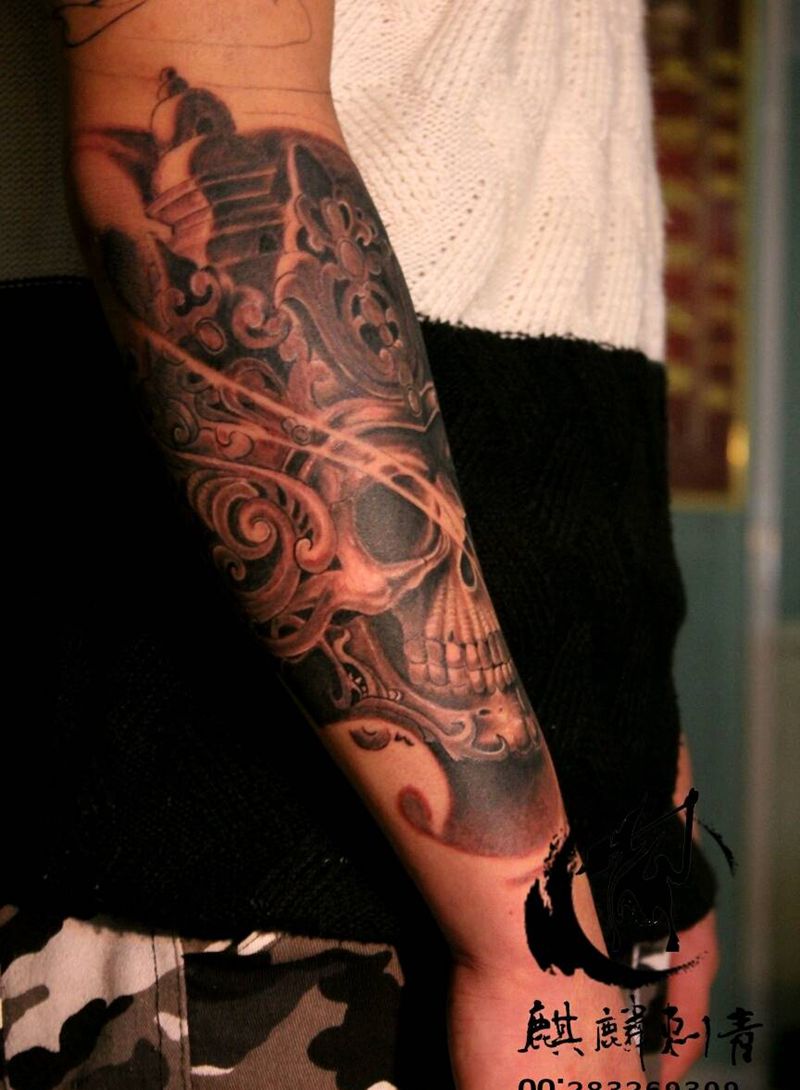 小臂噶吧啦纹身图片