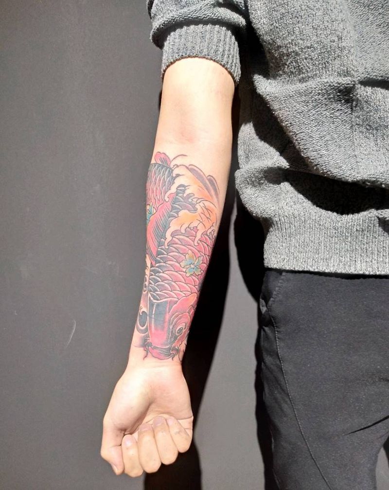 小臂 锦鲤纹身图片