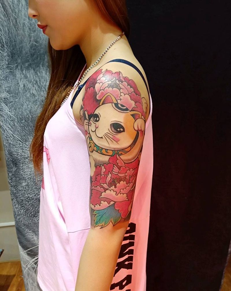 招财猫纹身图片