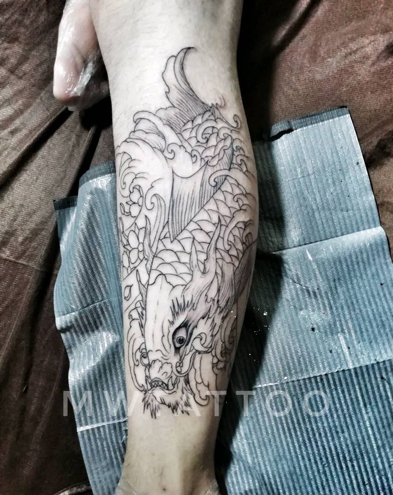 鳌鱼纹身图片_手臂纹身图案