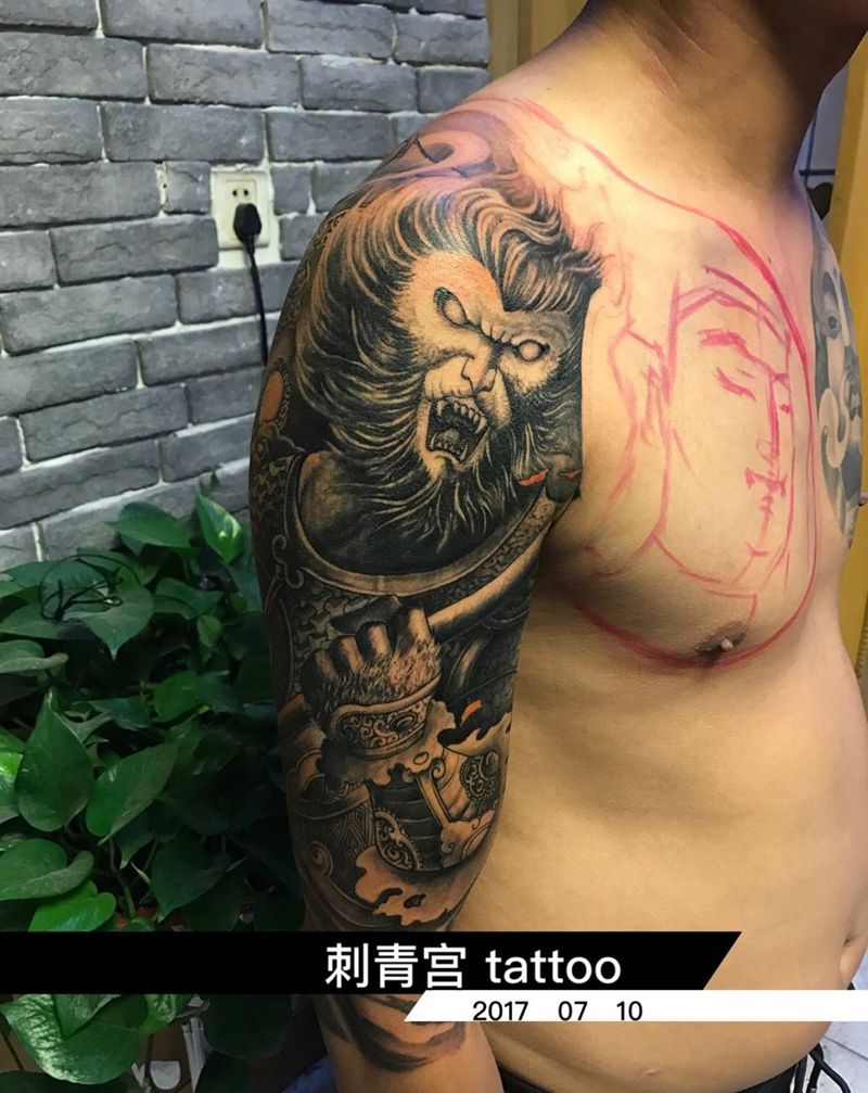 大圣与佛纹身图片