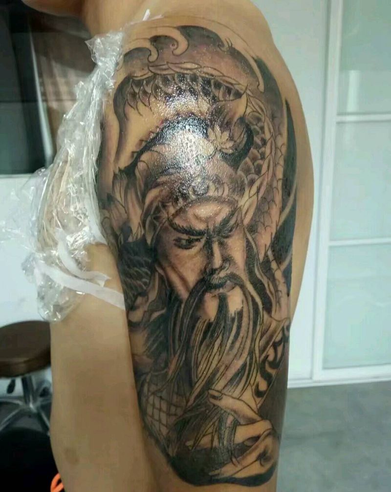 大臂 关公纹身图片