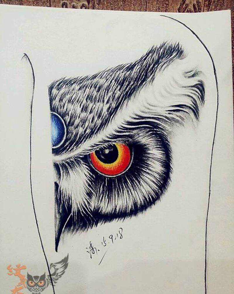 夜莺纹身图片_欧美原创纹身图案