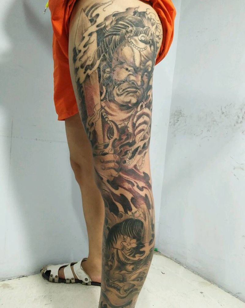 花腿 恢复中纹身图片