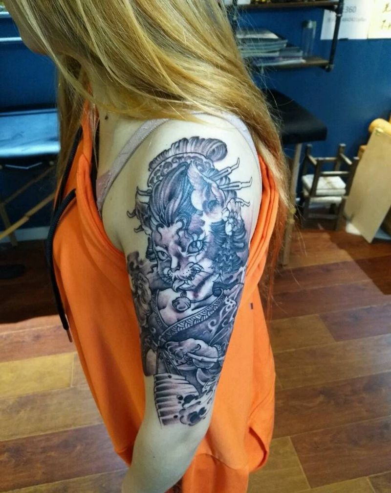 艺妓喵纹身图片