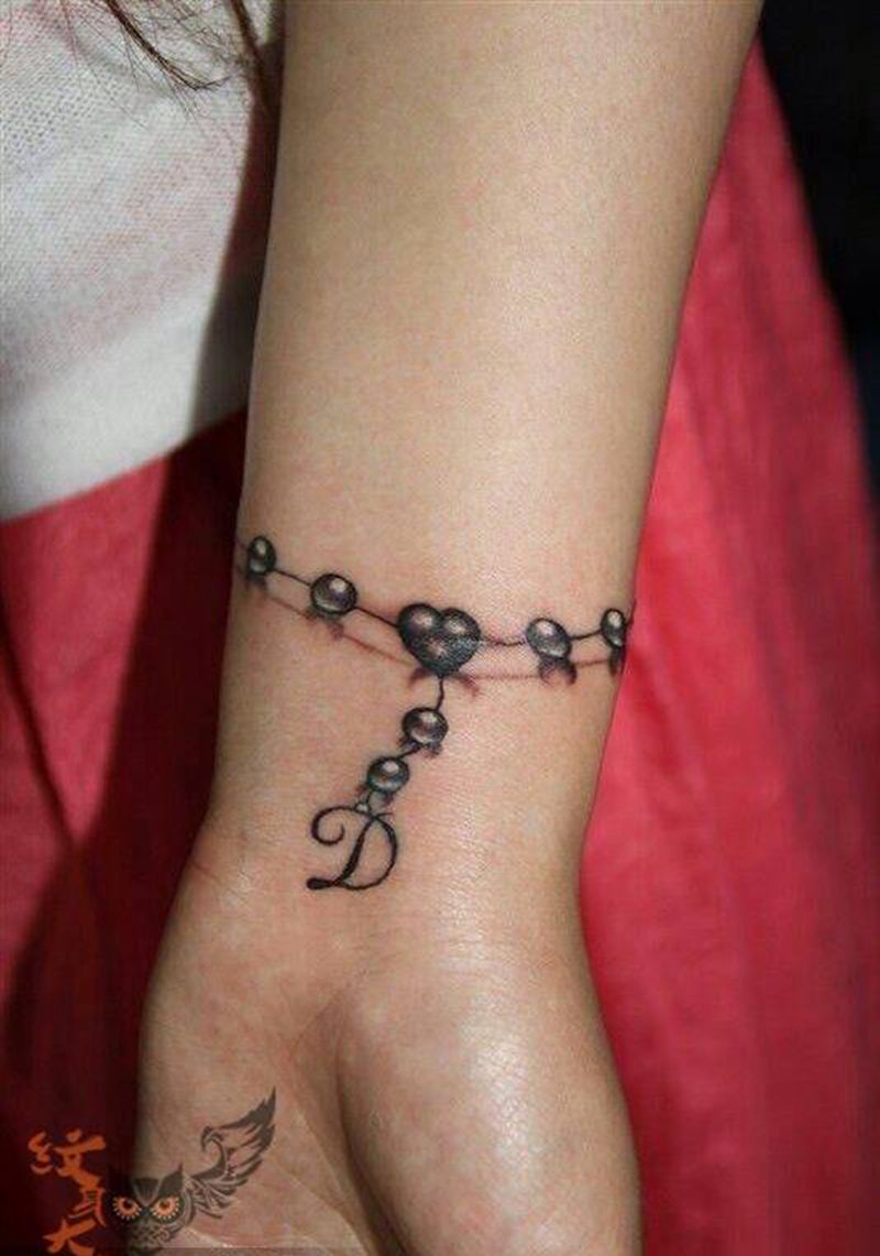 手链纹身图片_原创清新手臂成品纹身图案