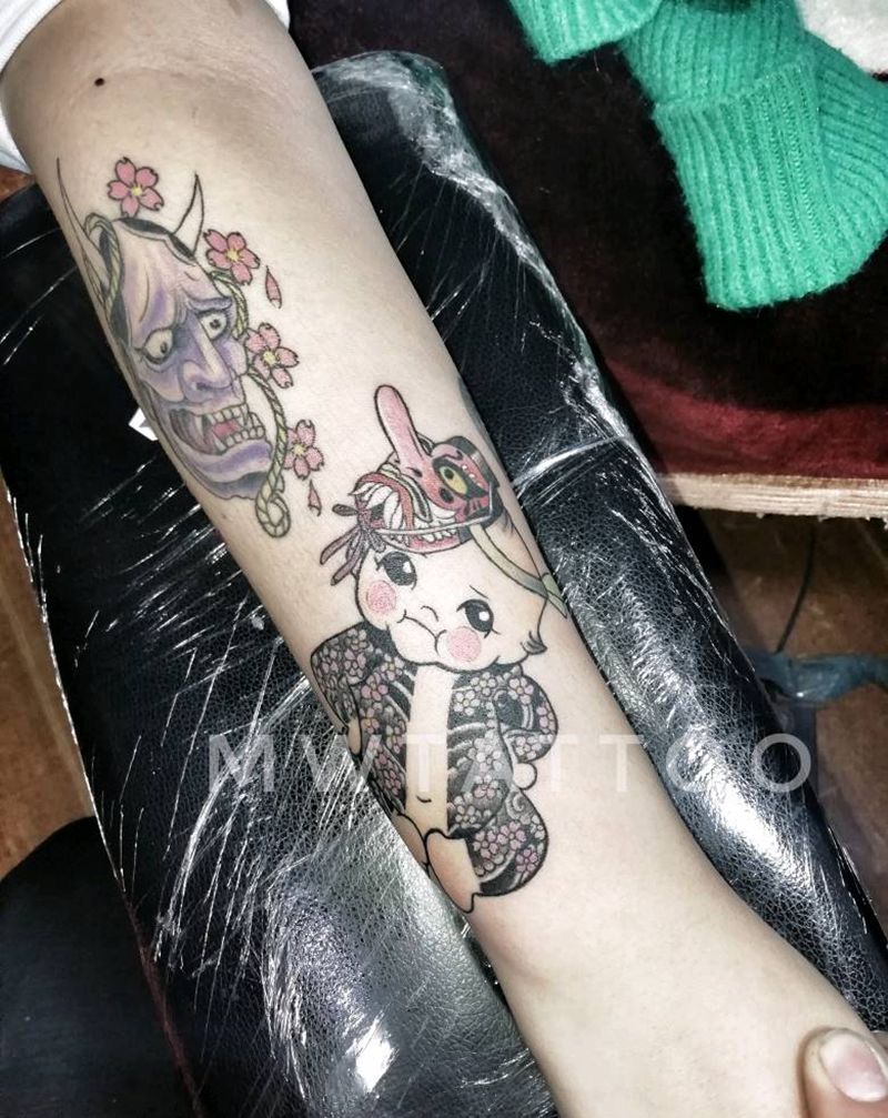 社会baby纹身图片_手臂手部新传统New School纹身图案