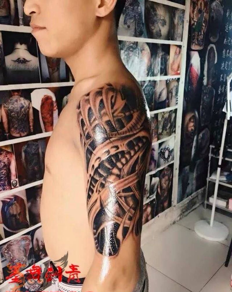 欧美机械纹身图片_欧美原创手臂成品纹身图案