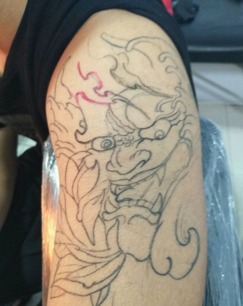 大臂般若修改  线不是本店作品纹身图片