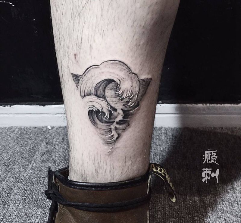 水浪纹身图片