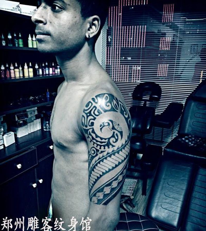 玛雅图腾纹身图片_成品手臂传统图腾郑州纹身图案