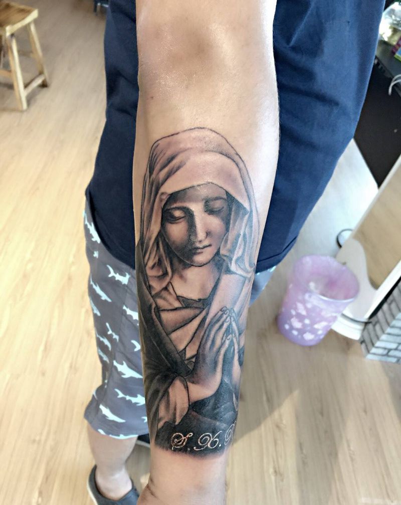 圣母玛利亚纹身图片_手臂纹身图案