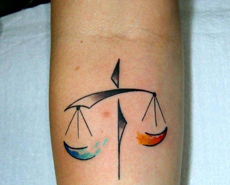 星座纹身之天秤座♎️纹身图片_成品手臂背部清新几何纹身图案