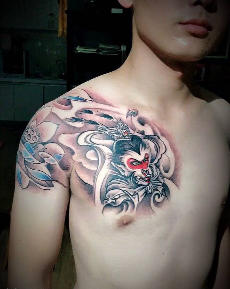 半甲纹身图片_成品手臂传统动物人物郑州人体穿孔纹身图案