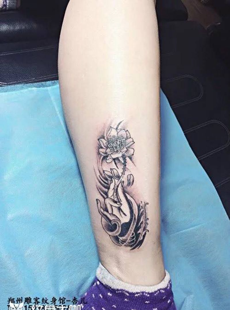 佛手莲花纹身图片