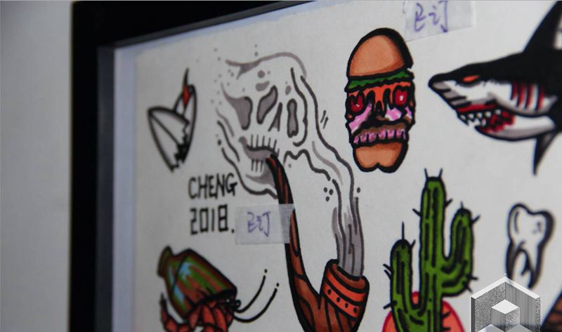 School灵魂烟斗手稿图纹身图片_手臂Old School纹身图案