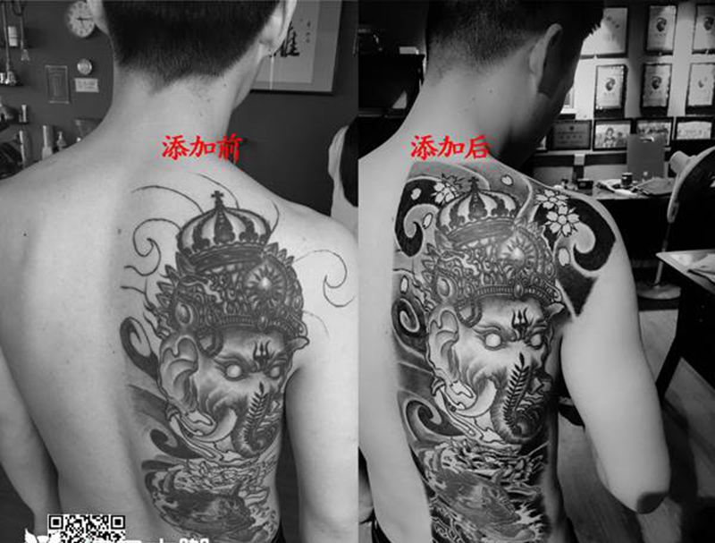 旧图添加纹身图片_背部老传统纹身图案
