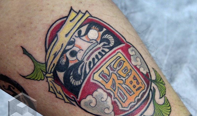 达摩蛋-春天配色纹身图片_腿部日式纹身图案