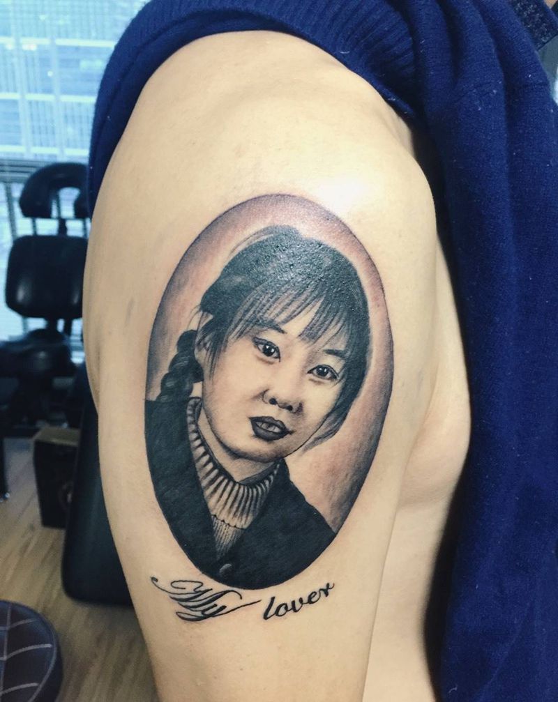 人物肖像纹身图片_成品手臂肖像人物郑州培训纹身图案