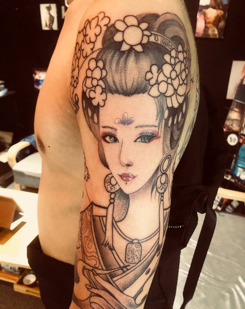 艺妓未完成纹身图片