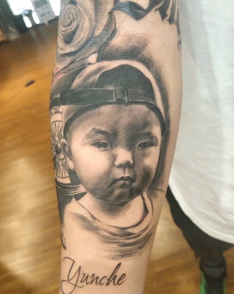 肖像纹身图片_手臂欧美写实肖像纹身图案