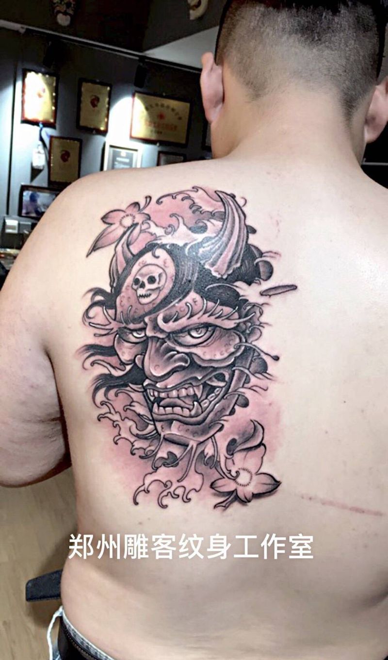 般若纹身图片_成品背部传统人物郑州培训纹身图案