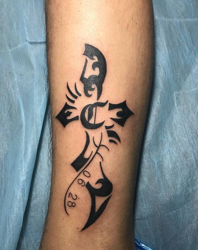 小腿外侧纹身图片