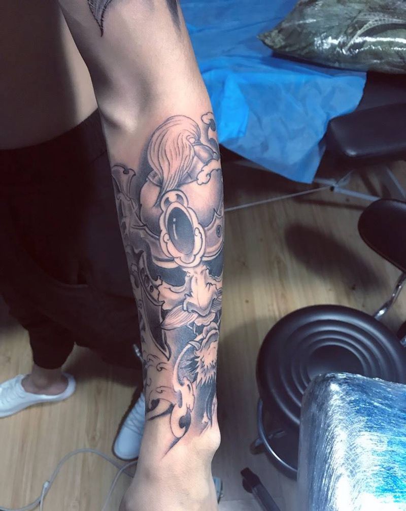 鬼武士纹身图片