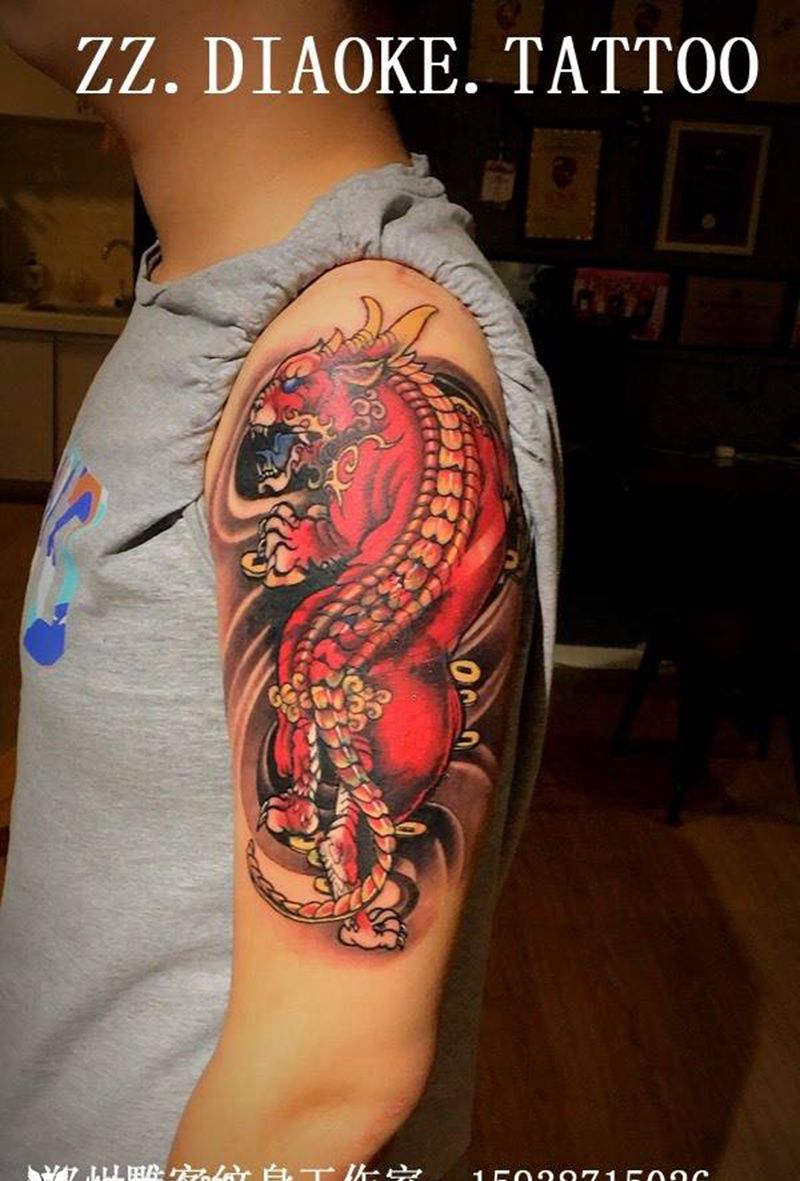 貔貅纹身图片_成品传统动物郑州人体穿孔纹身图案