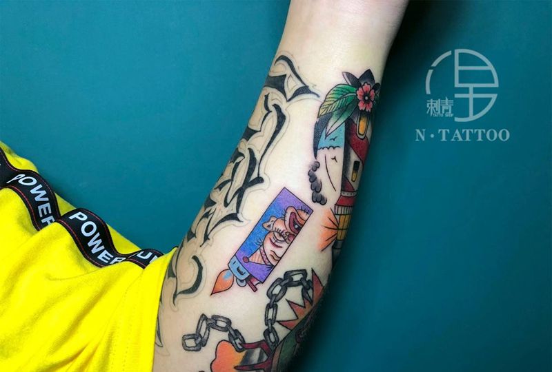 打火机纹身图片_手臂Old School纹身图案