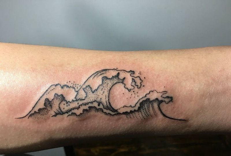 点刺  浪花一朵朵纹身图片