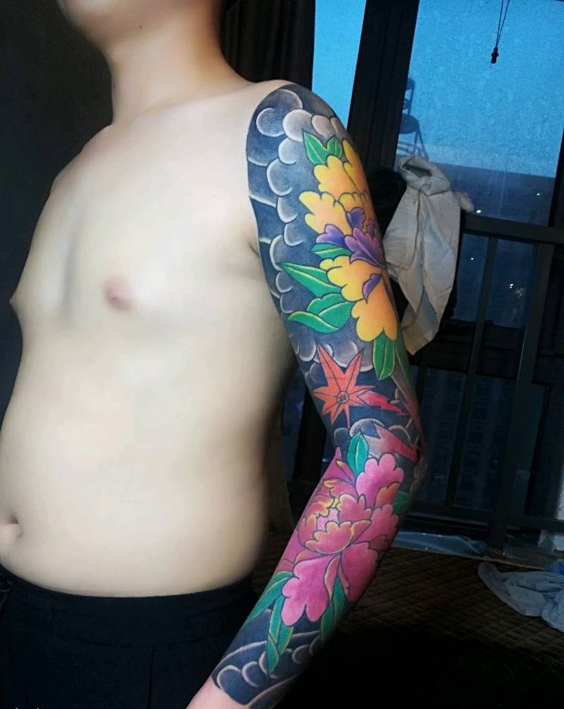 花臂纹身图片_手臂老传统纹身图案