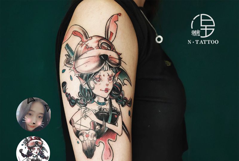 School肖像纹身图片_手臂Old School纹身图案