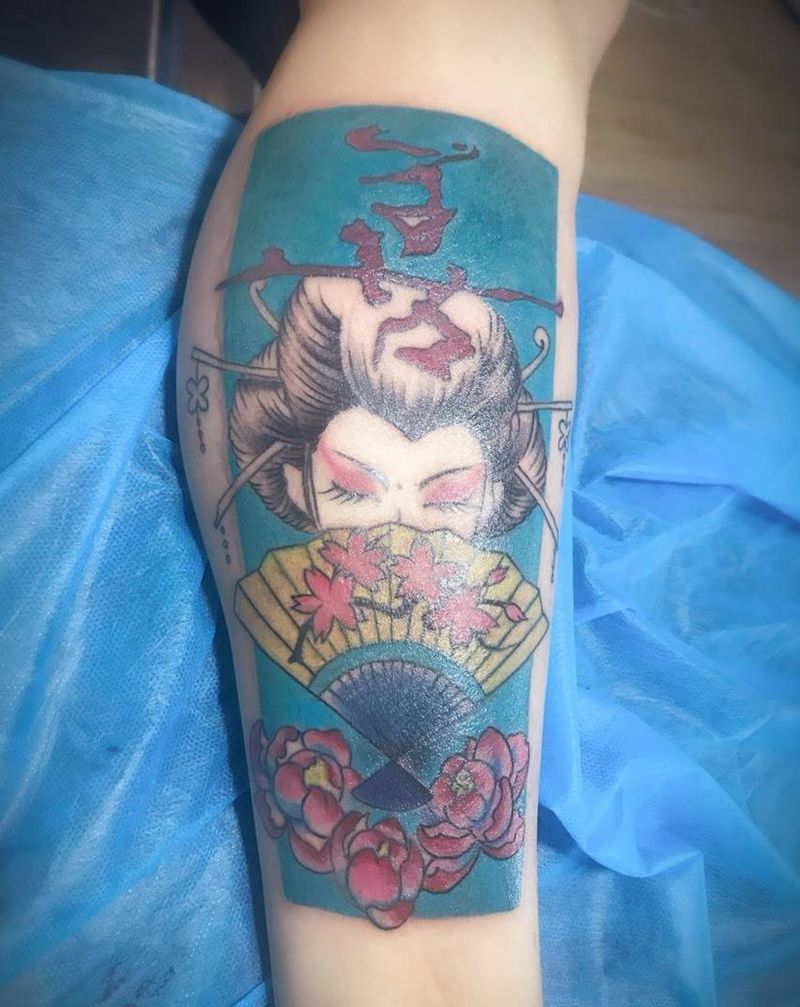 艺妓彩色三木作品纹身图片