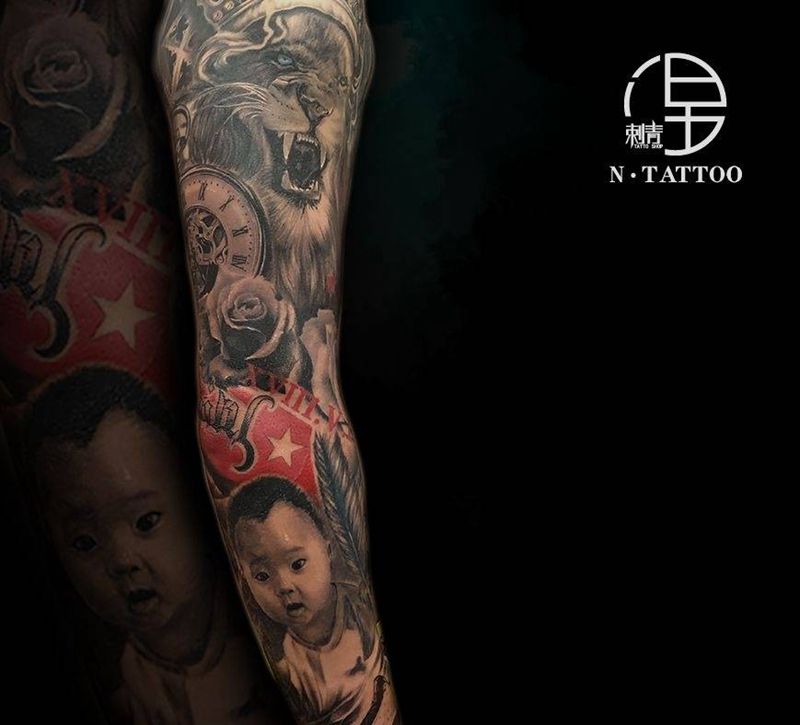 写实花臂纹身图片_手臂欧美写实纹身图案
