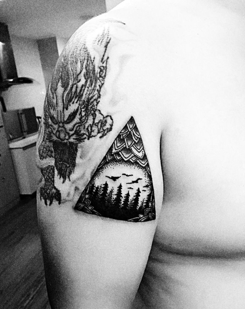 风景纹身纹身图片_成品手臂欧美植物郑州纹身图案