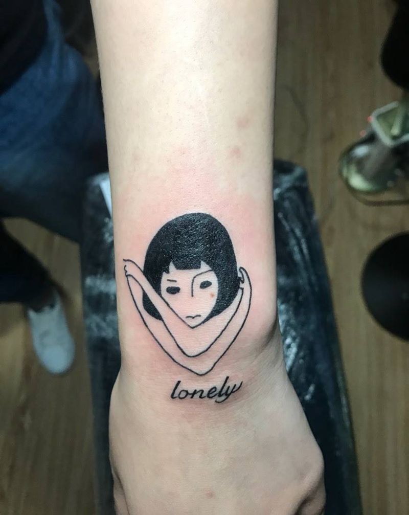 孤独的小女孩纹身图片
