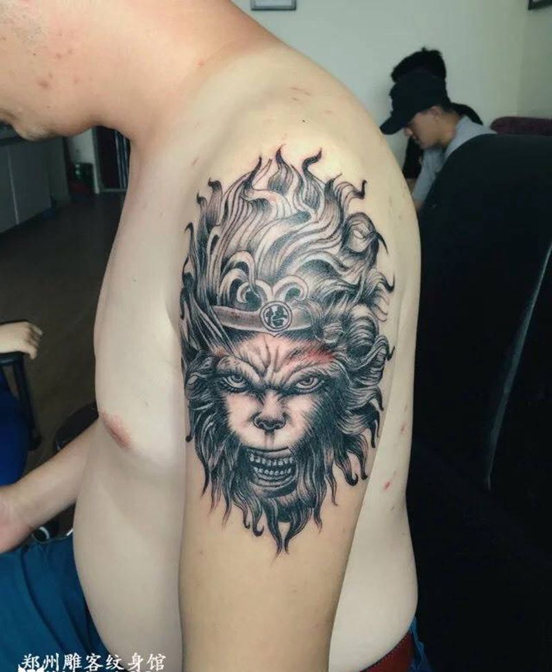 斗战胜佛纹身图片_成品手臂欧美人物郑州纹身图案