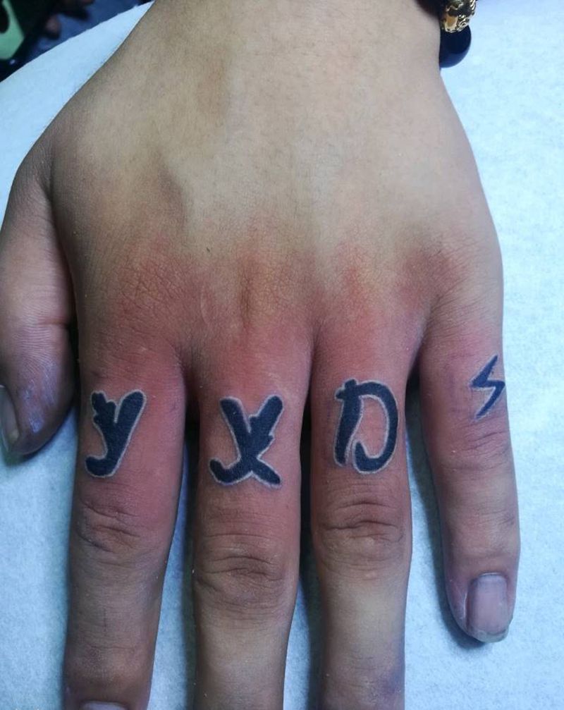 手部字母纹身图片