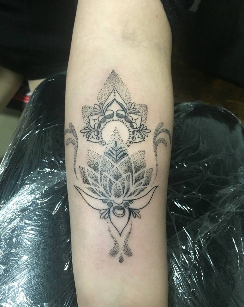 点刺  莲花纹身图片