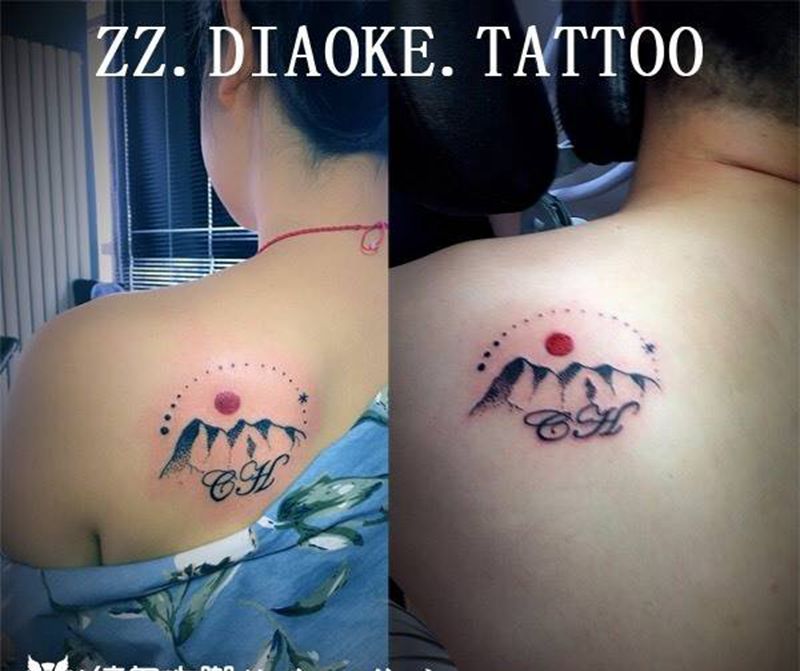 山纹身图片_背部成品传统静物郑州人体穿孔纹身图案