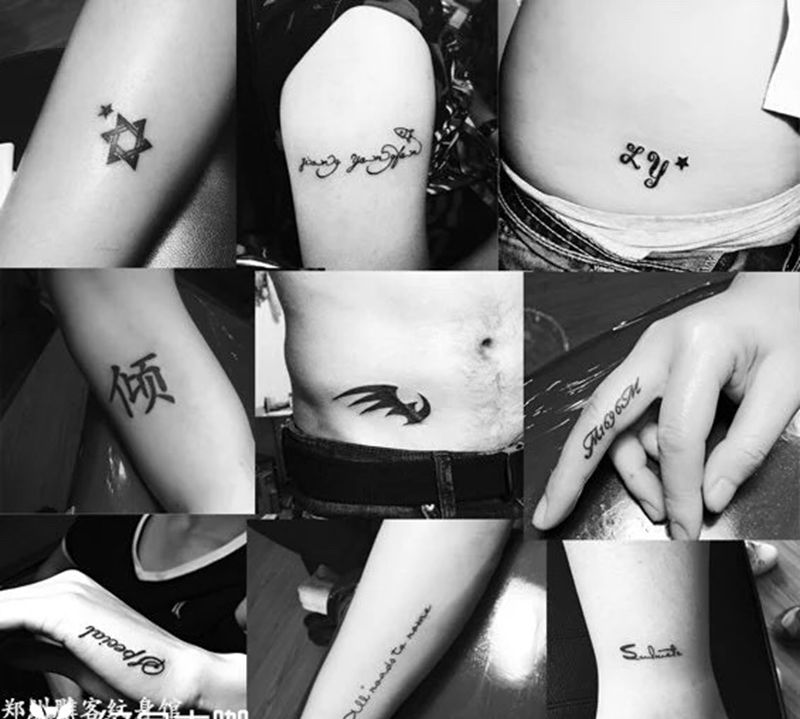 小清新纹身图片_成品肩部胸部腹部手臂背部手部传统字符郑州纹身图案