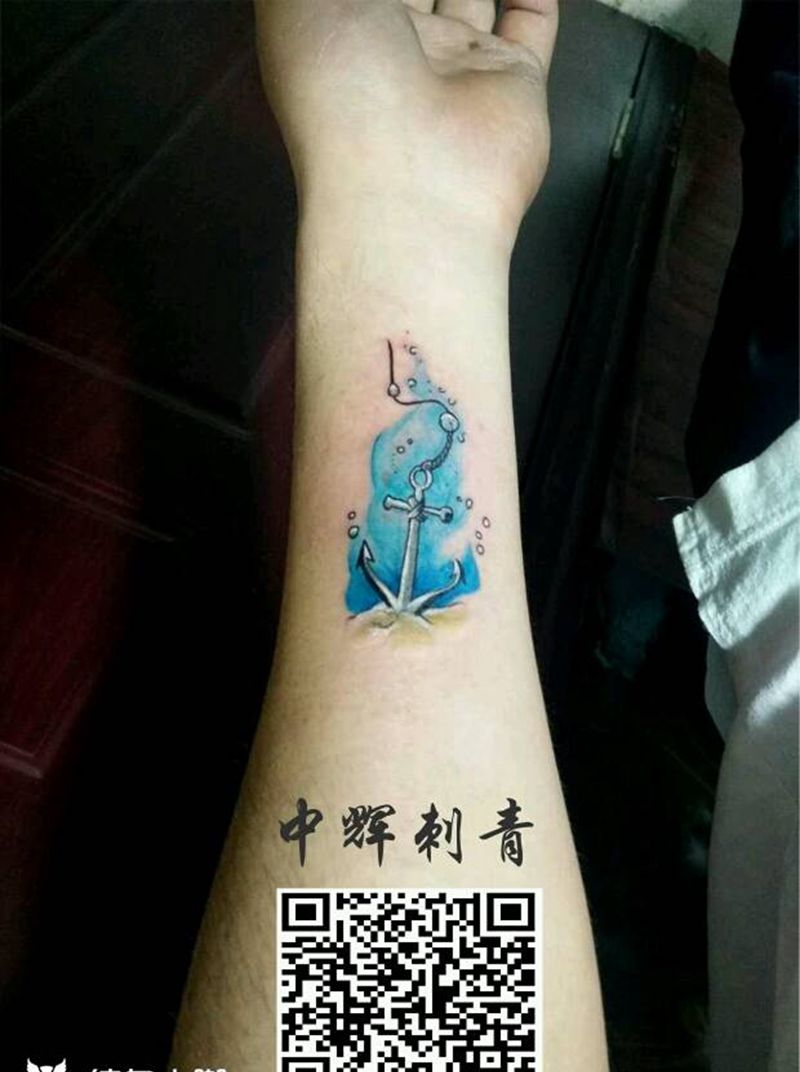 船锚纹身图片_手臂传统静物成品纹身图案