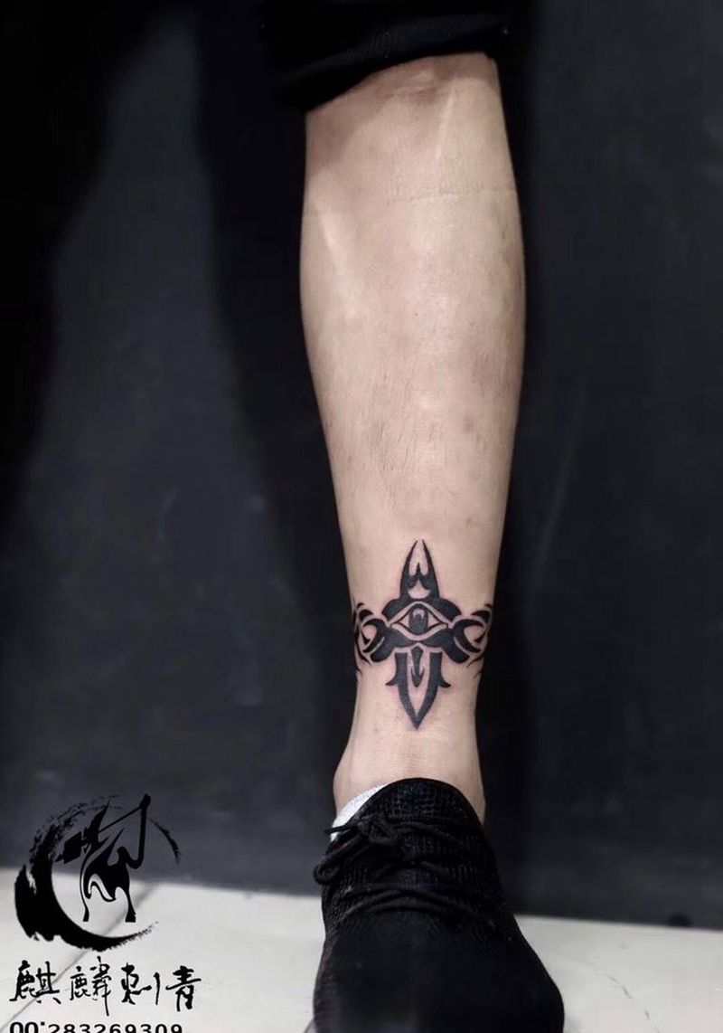脚裸图腾环纹身图片_脚部图腾纹身图案