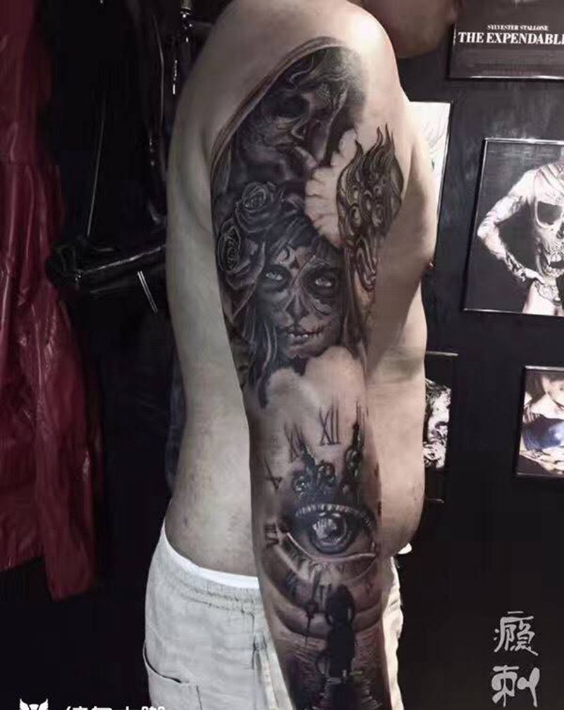 为完成作品纹身图片_手臂欧美人物纹身图案