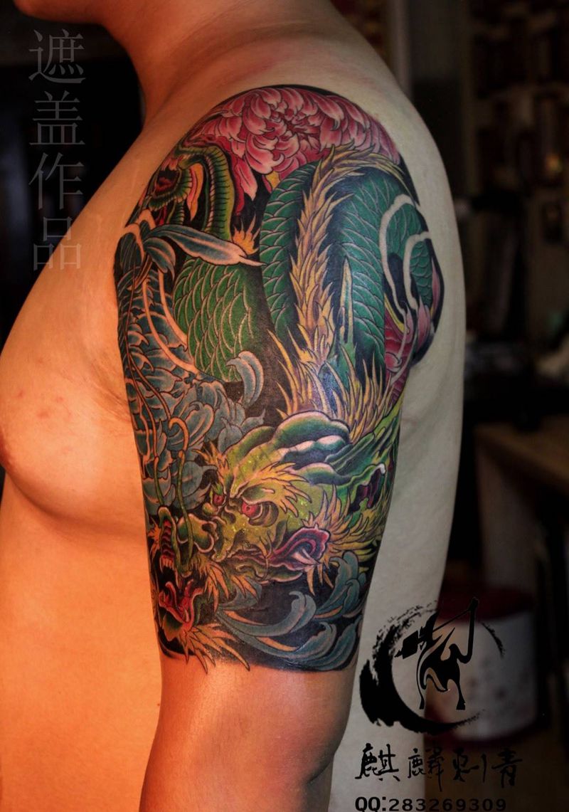 遮盖旧纹身纹身图片_成品手臂传统动物纹身图案