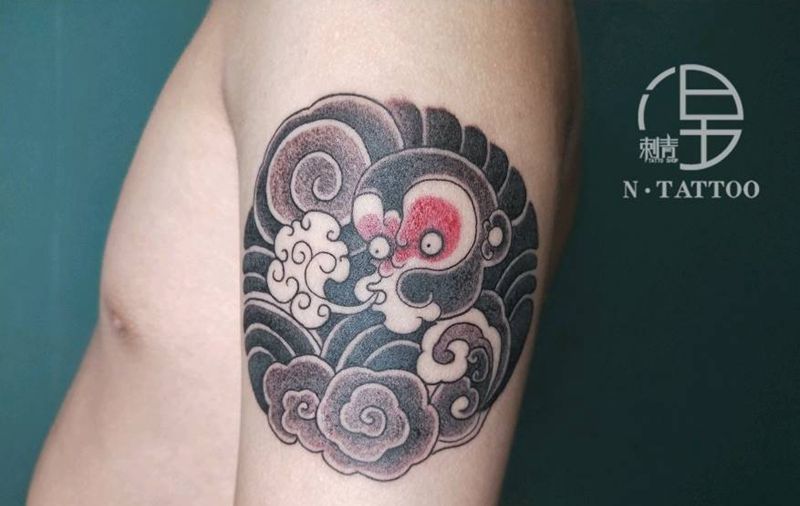 猴子纹身图片_手臂老传统纹身图案