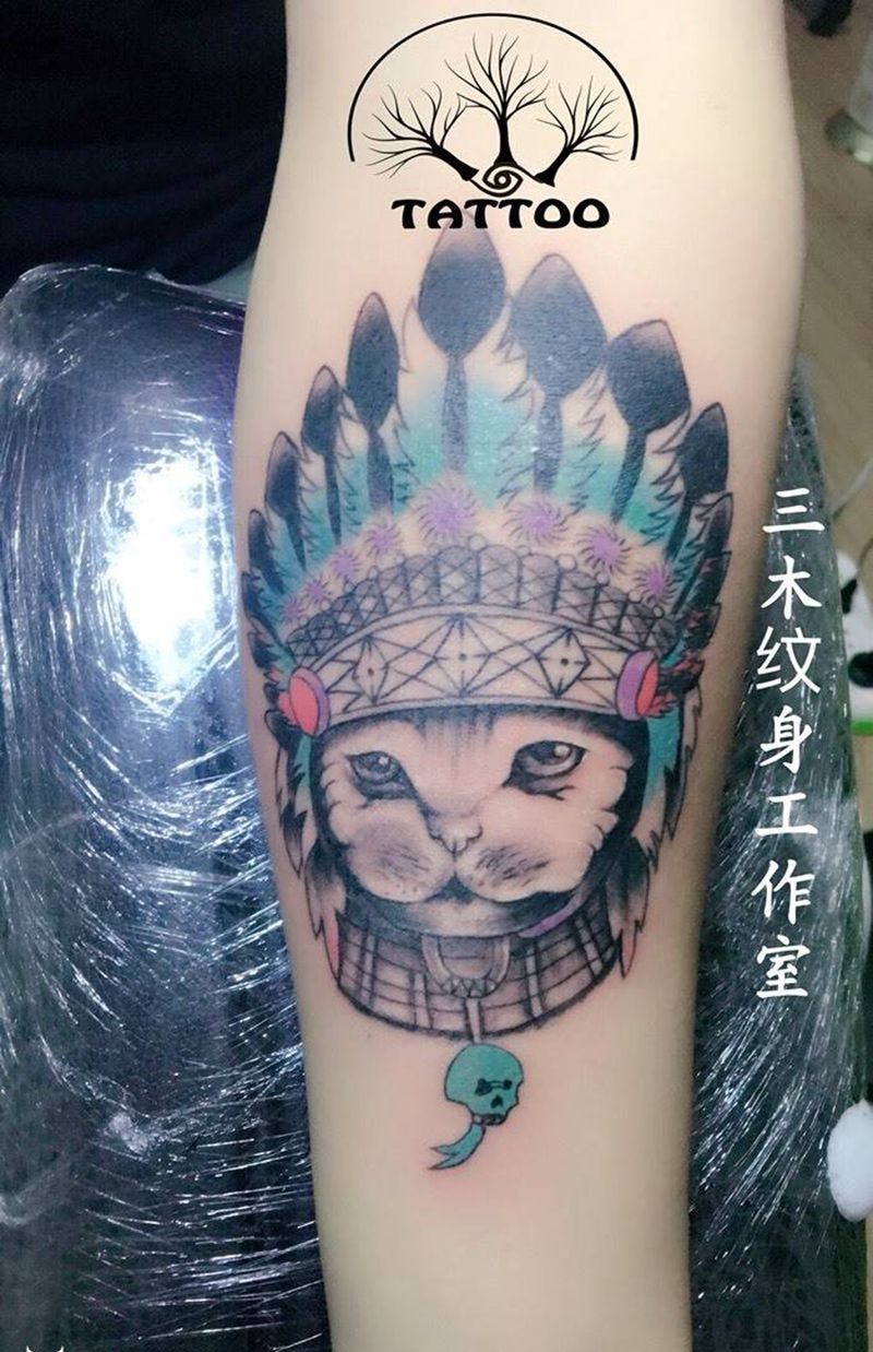 猫酋长纹身图片